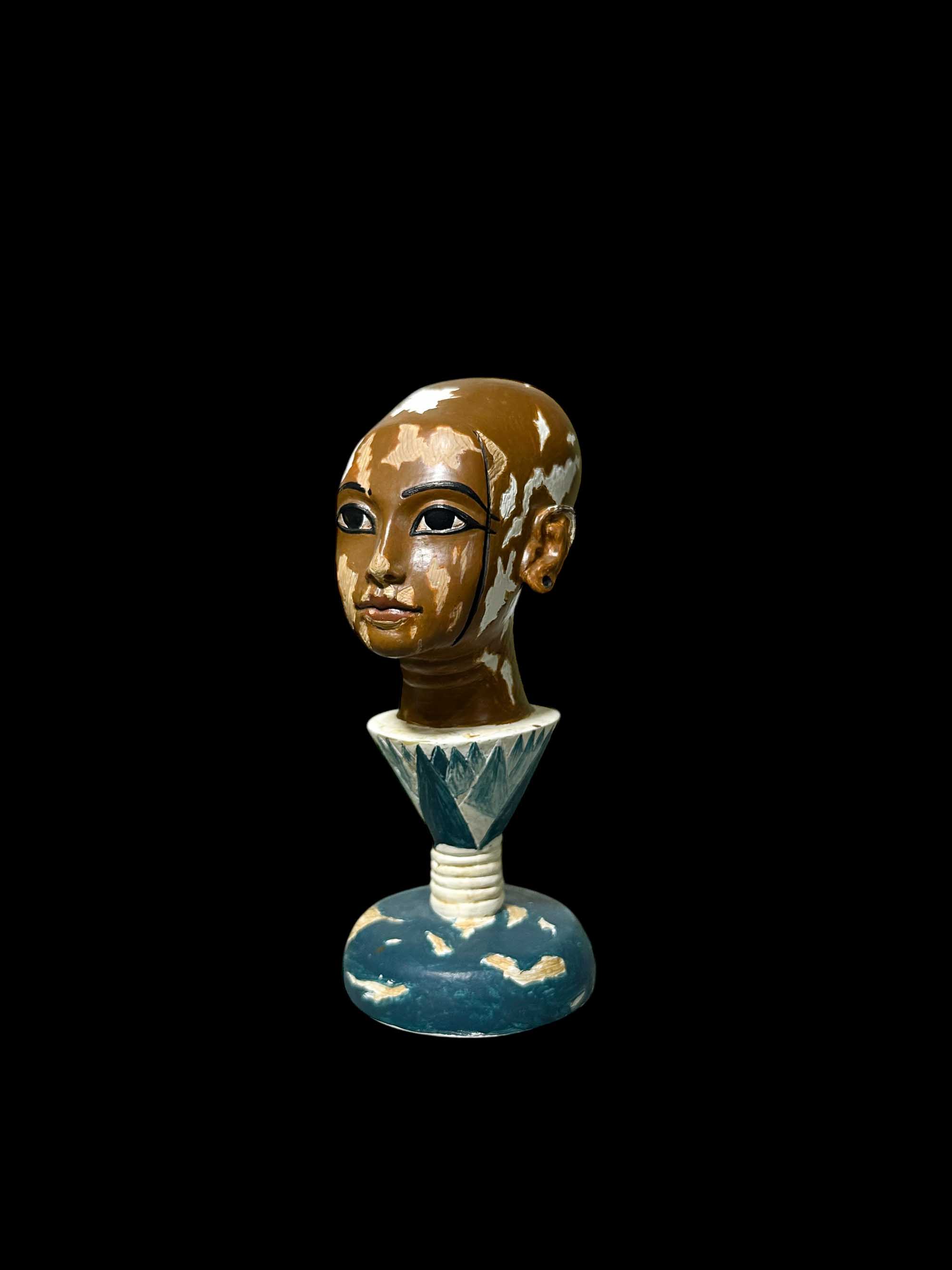 mini Tutankhamun head of Nefertum for sale. Nefertum head for King Tut and Lotus Flower.